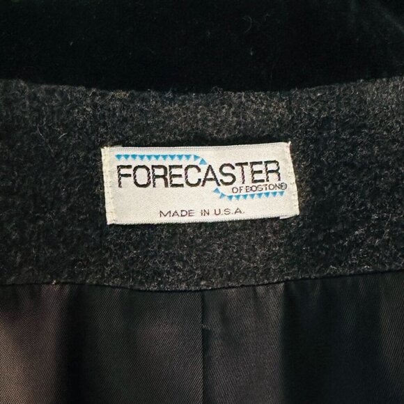 VTG Forecaster of Boston Long Wool Coat Velvet Trim Preppy Old Money Womens 16 B - Picture 9 of 13